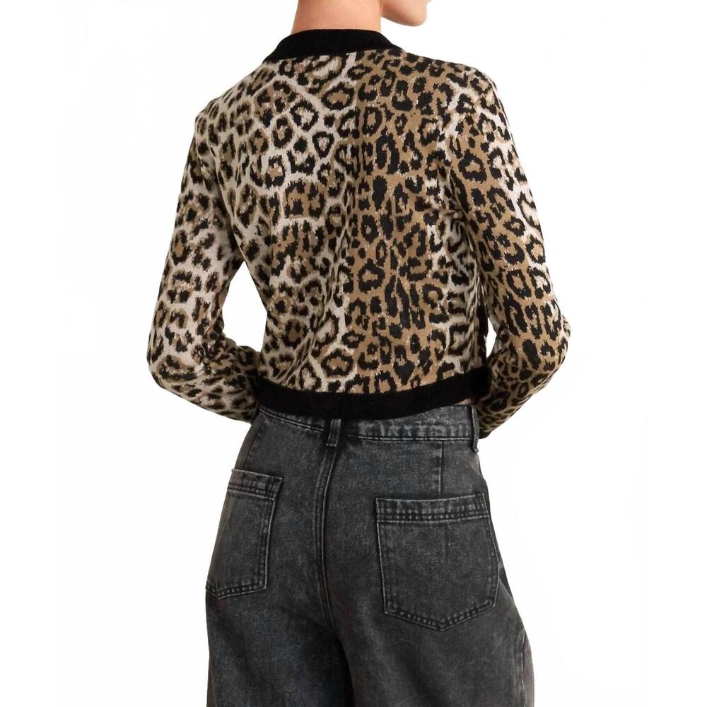 NEW FLYING TOMATO kristen animal print knit cardigan in leopard - Picture 6 of 7